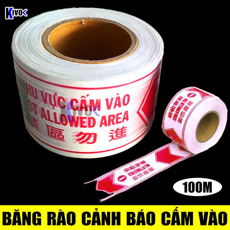 Cuộn 100 mét băng rào cảnh báo, dải dây niêm phong, hàng rào xây dựng, cảnh báo khu vực nguy hiểm...