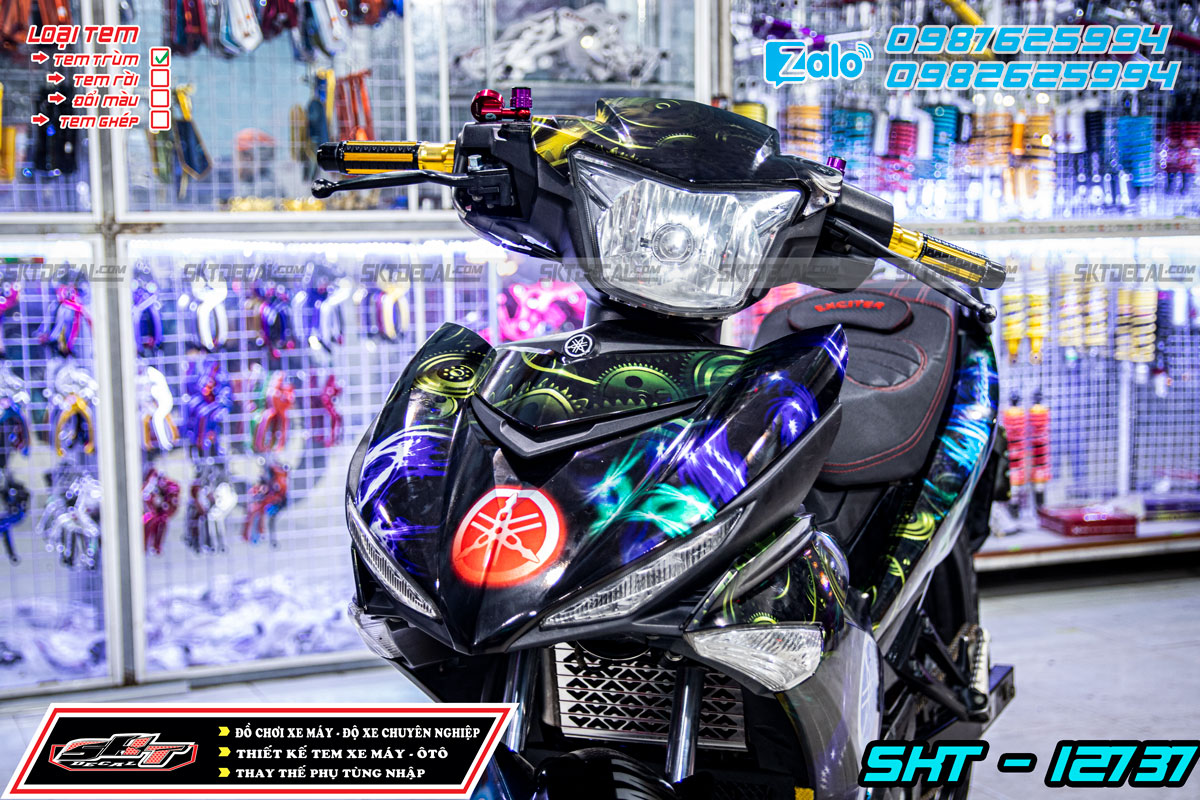 tem trùm exciter 150 xanh đen