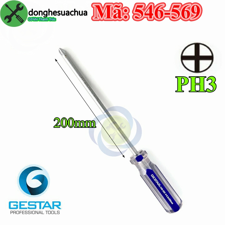 Vít bake ph3 dài 200mm gestar 546-569 thân vít 8mm