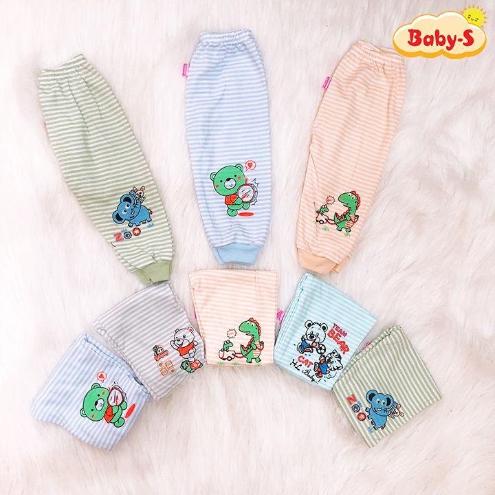 Quần dài nỉ cotton kẻ dày dặn cho bé trai và bé gái 2-10kg chất vải đẹp mềm mát co giãn thoải mái giữ ấm tốt Baby-S – SQVN005