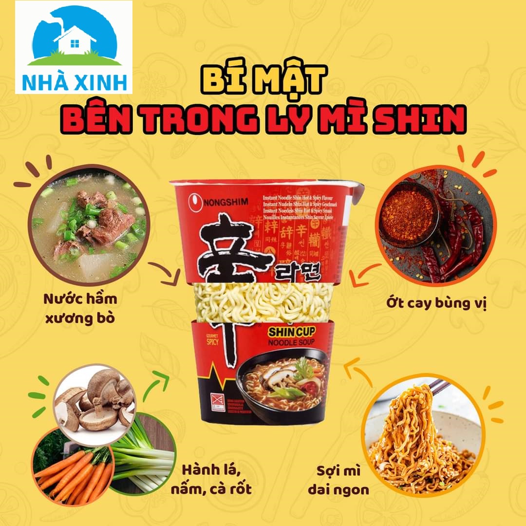 Combo 2 ly - Mì ly Shin Ramyun 68g (Nongshim Hàn Quốc)