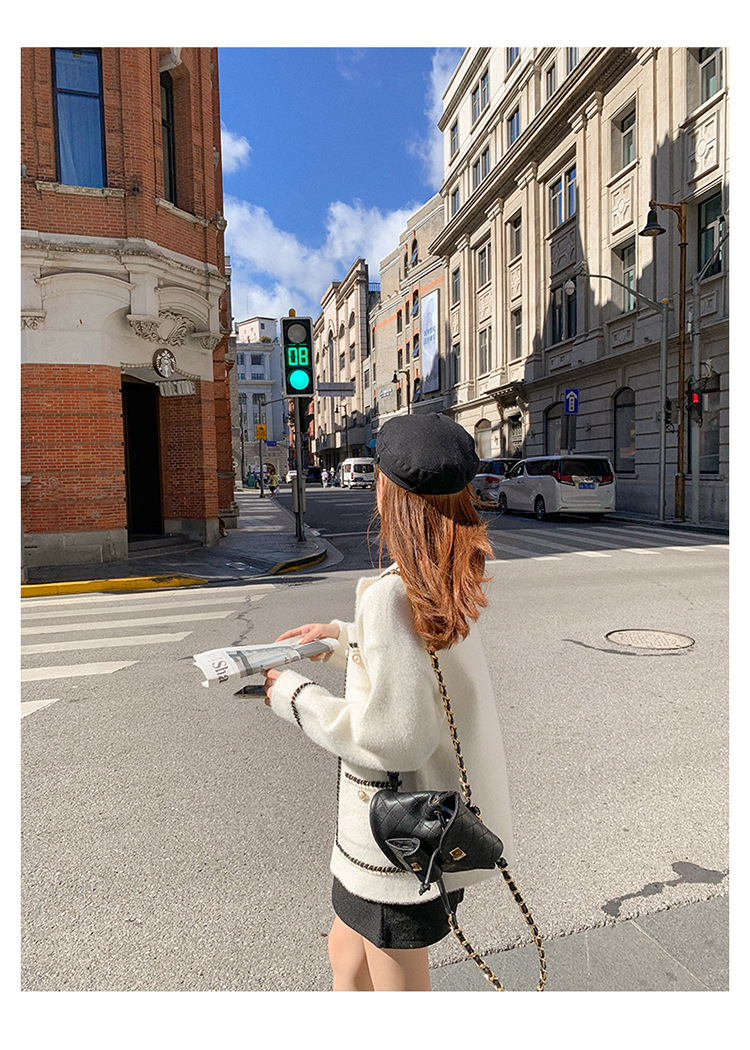Áo khoác dạ tweed lông thỏ cao cấp phong cách