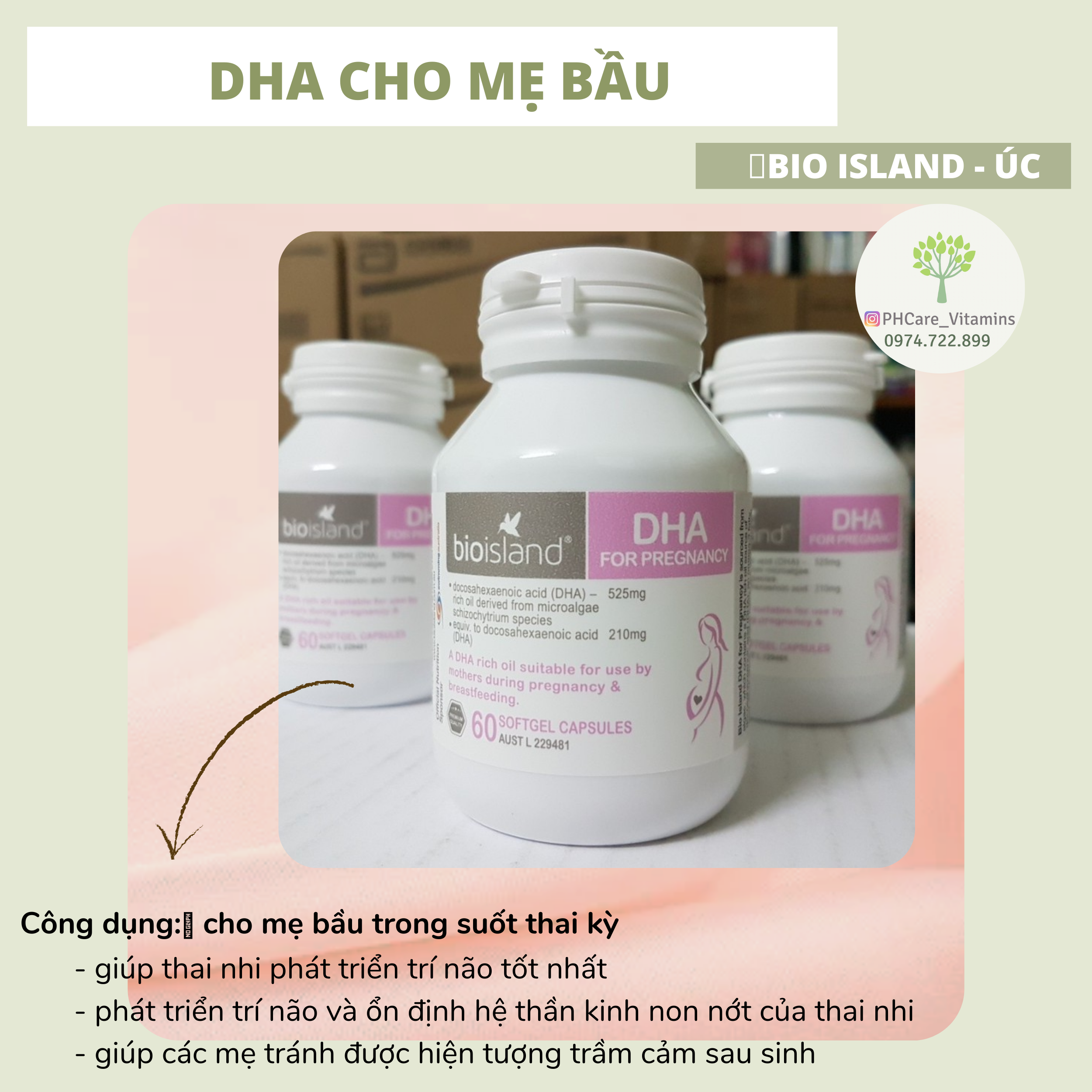 Combo thai kì 4 sản phẩm bà bầu của ÚC: Elevit, Canxi, DHA và Sắt
