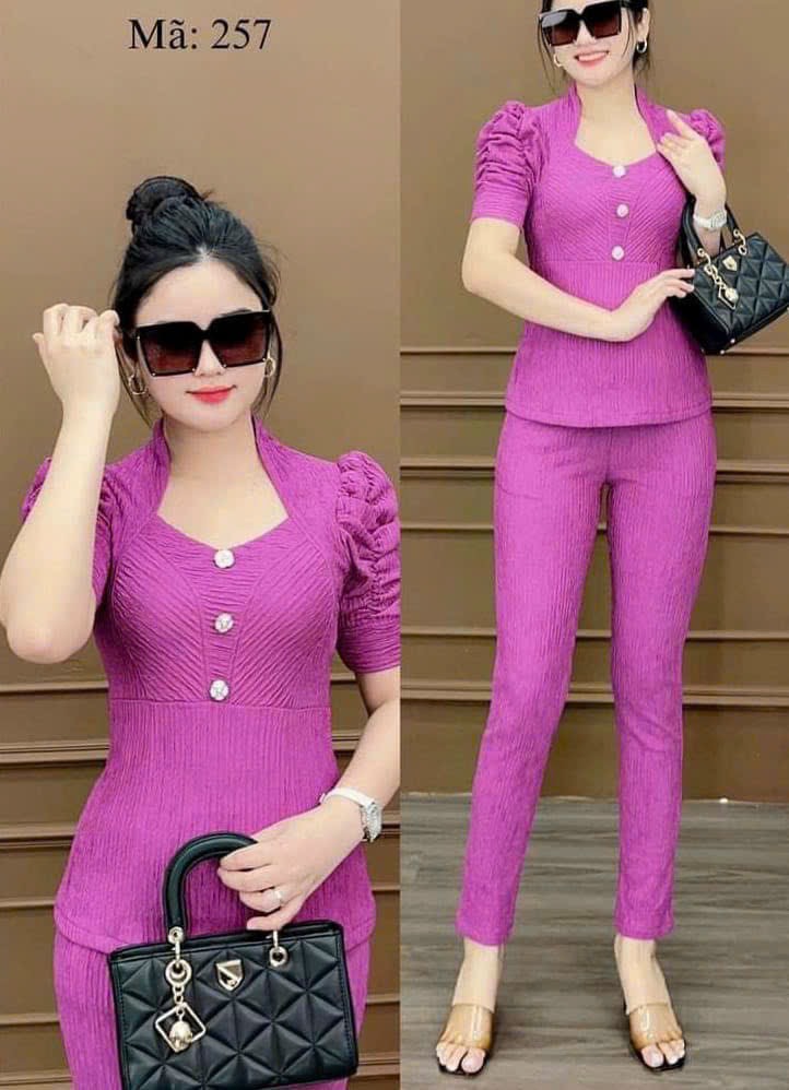 Set thời trang mặc nhà, đi chơi áo tay ngắn bồng mix quần dài cực tôn dáng, Set bộ siêu HOT quần dài mix áo ngắn tay bồng cổ kiểu, Set bộ hottrend áo ngắn tay mix quần dài xinh xắn MTB