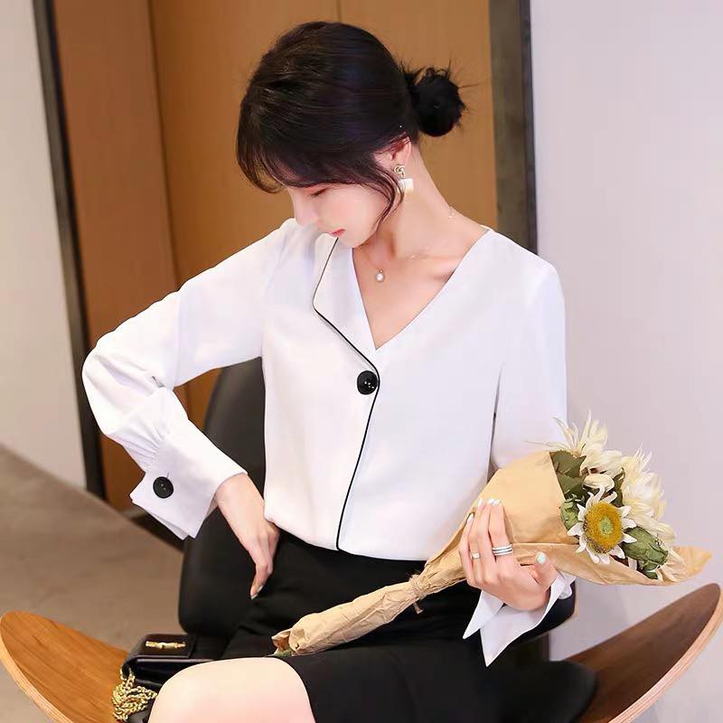 ❌FREESHIP- ÁO SƠ MI CỔ LỆCH PHỐI NÚT MS79