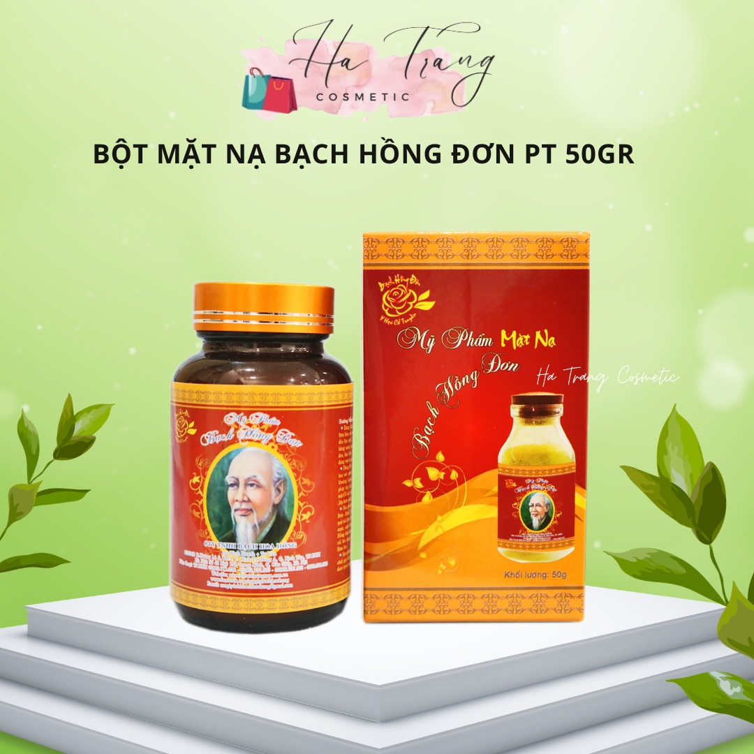 [Hàng chính hãng]BỘT MẶT NẠ BẠCH HỒNG ĐƠN (50gram) - SẠCH SÂU, KIỀM DẦU, THU NHỎ LỖ CHÂN LÔNG, DA TRẮNG SÁNG TỰ NHIÊN, NGĂN NGỪA MỤN NÁM