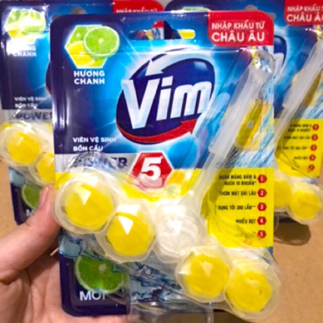Viên tẩy bồn cầu Vim Power 5  Unilever Vim biển xanh