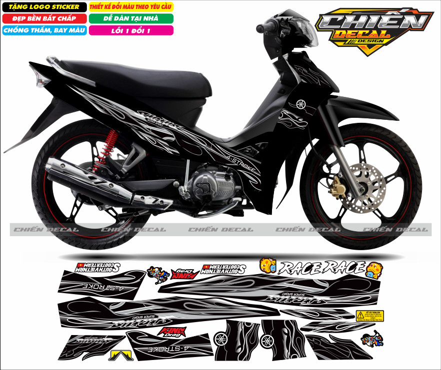 Tem rời lửa sirius RC 110cc - 50cc màu đen có nhiều mẫu lựa chọn