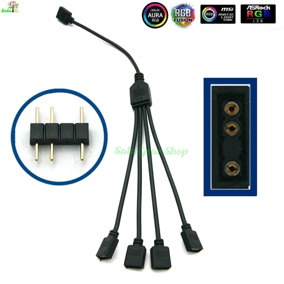 Dây chia LED RGB 12v 4pin, ARGB 5v 3pin | 1 ra 4