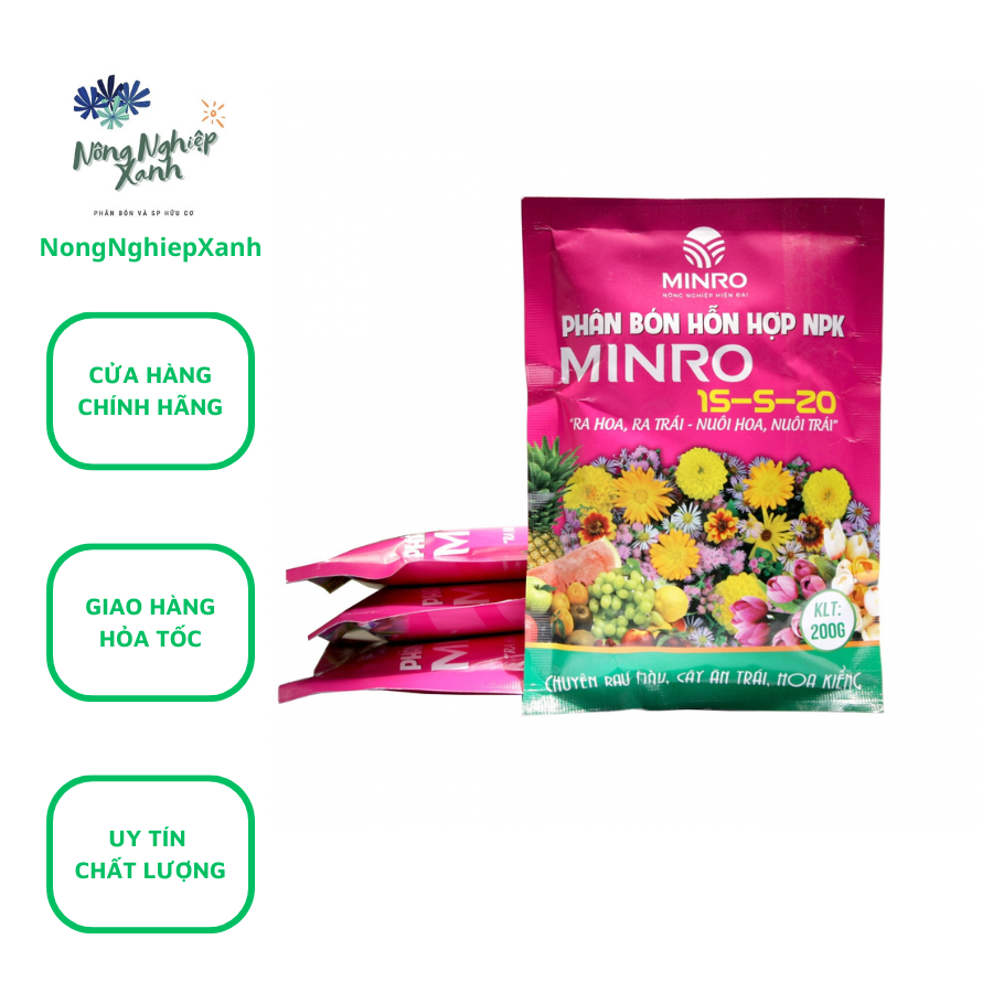 2 pack NPK minro 15-5-20 fertilizer detector pack fruit beans 200gr