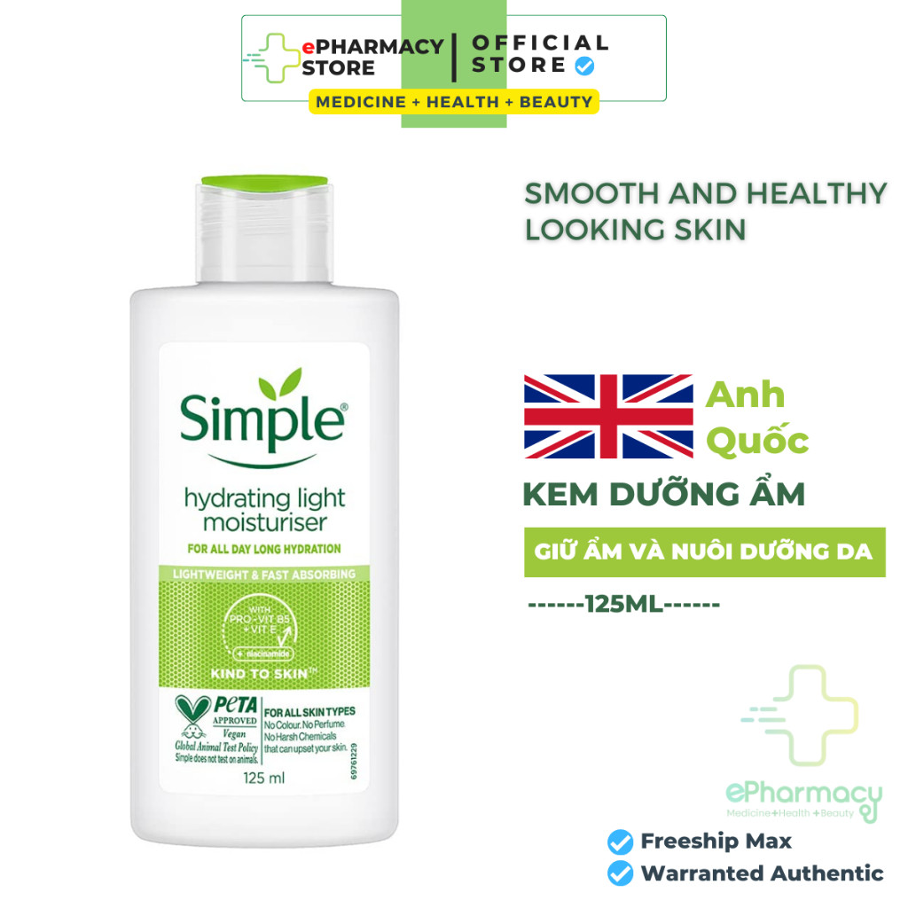 Kem Dưỡng Ẩm Simple Kind To Skin Hydrating Light Moisturiser 125ml