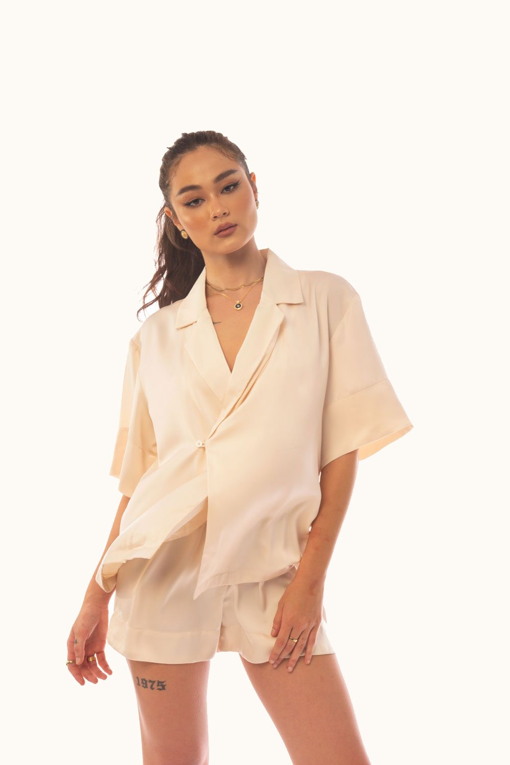 DAPHALE - Áo Blazer Tay Ngắn Cổ Danton Eleanor