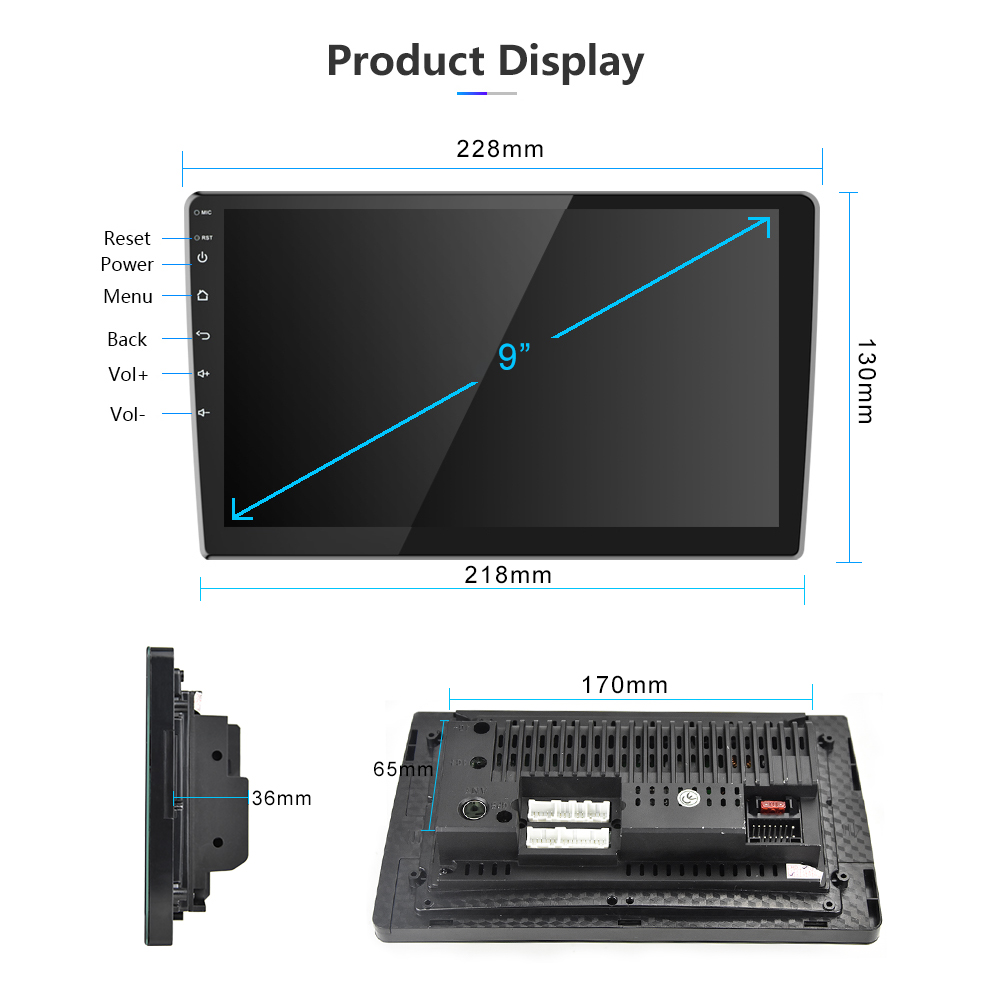 Màn hình Android 9 inch + tặng CAM LÙI AHD