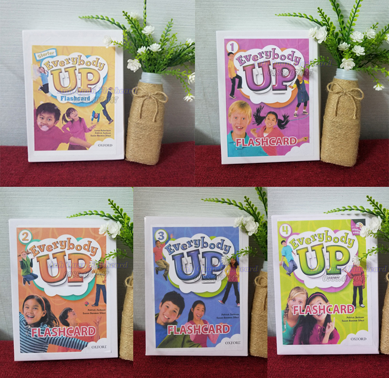 [Thẻ học tiếng anh Everybody Up] 1,2,3,4,5, starter + Flash card cho bé + 1995 BOOKS