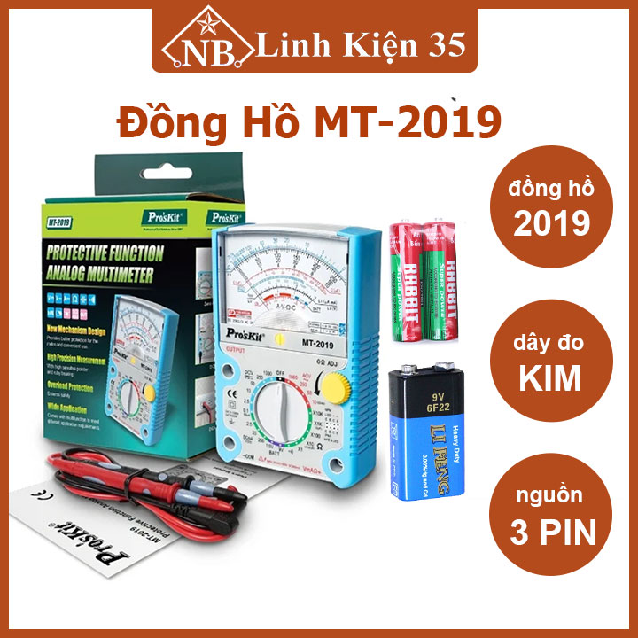 Đồng hồ đo kim vạn năng Pro'skit MT-2019 đo điện áp, điện trở, điện tử nhanh chóng