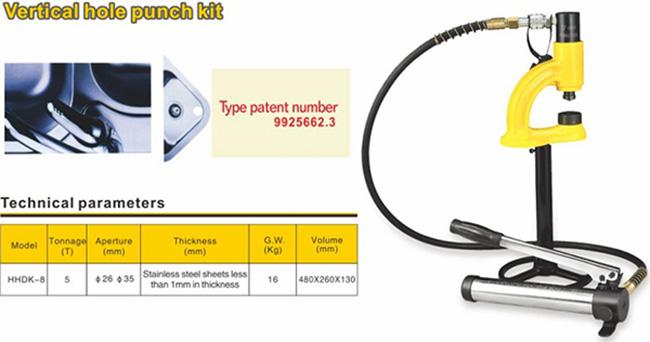 Máy đột lỗ tôn thủy lực 6.5 tấn phi 26 và 35 mm HHDK-8