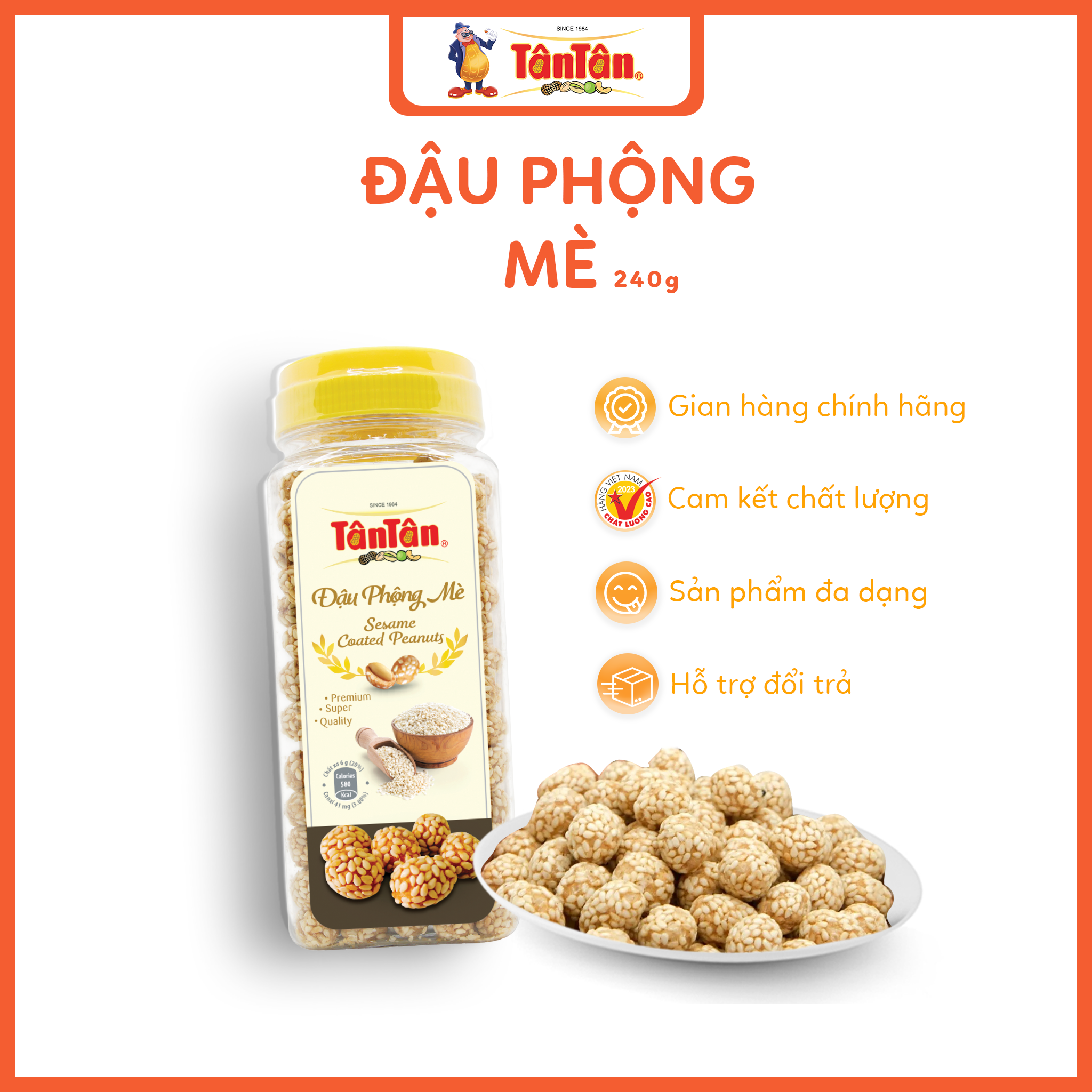 Combo 2 Đậu phộng Mè Tân Tân (240g/ hũ)