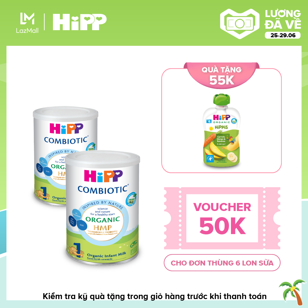 Combo 2 lon Sữa bột dinh dưỡng công thức HiPP 1 Organic Combiotic 350g