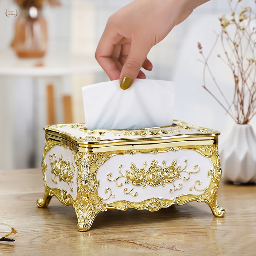 Hộp đựng khăn giấy mạ vàng để bàn siêu sang trọng - hộp đựng giấy ăn cao cấp decor bàn ăn siêu xinh