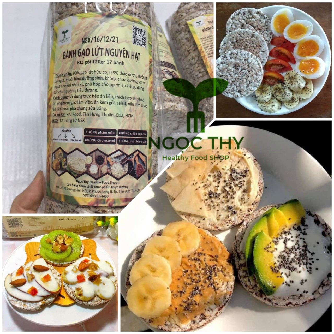 [HCM]Bánh gạo lứt nguyên hạt ăn kiêng giảm cân ăn vặt lành mạnh gói 17 bánh