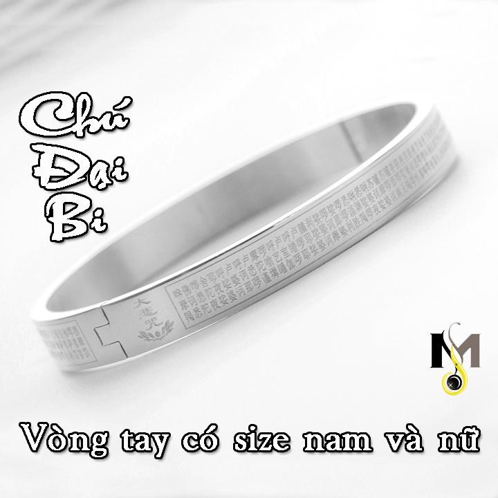 Vòng tay Nam Chú đại bi bằng Titan màu trắng - Mang lại may mắn, tài lộc