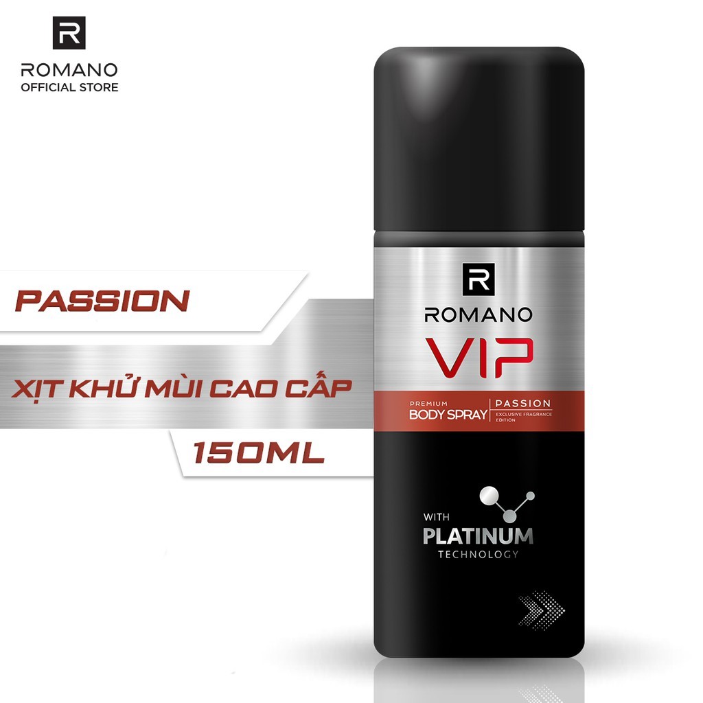 Xịt khử mùi nam cao cấp Romano VIP Passion 150ml - 8935212811859