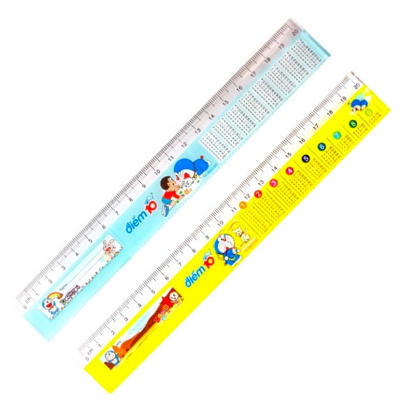 Comobo 10 cây thước kẻ thiên long cứng 20cm điểm 10 doraemon tp-sr011/do