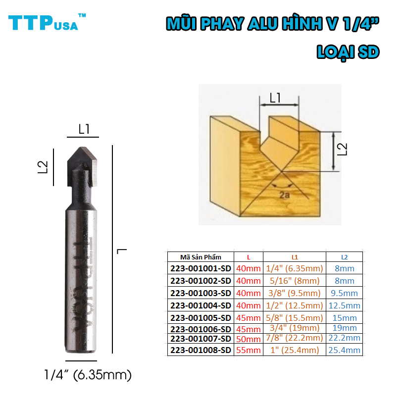 Mũi Phay V 8mm TTPusa