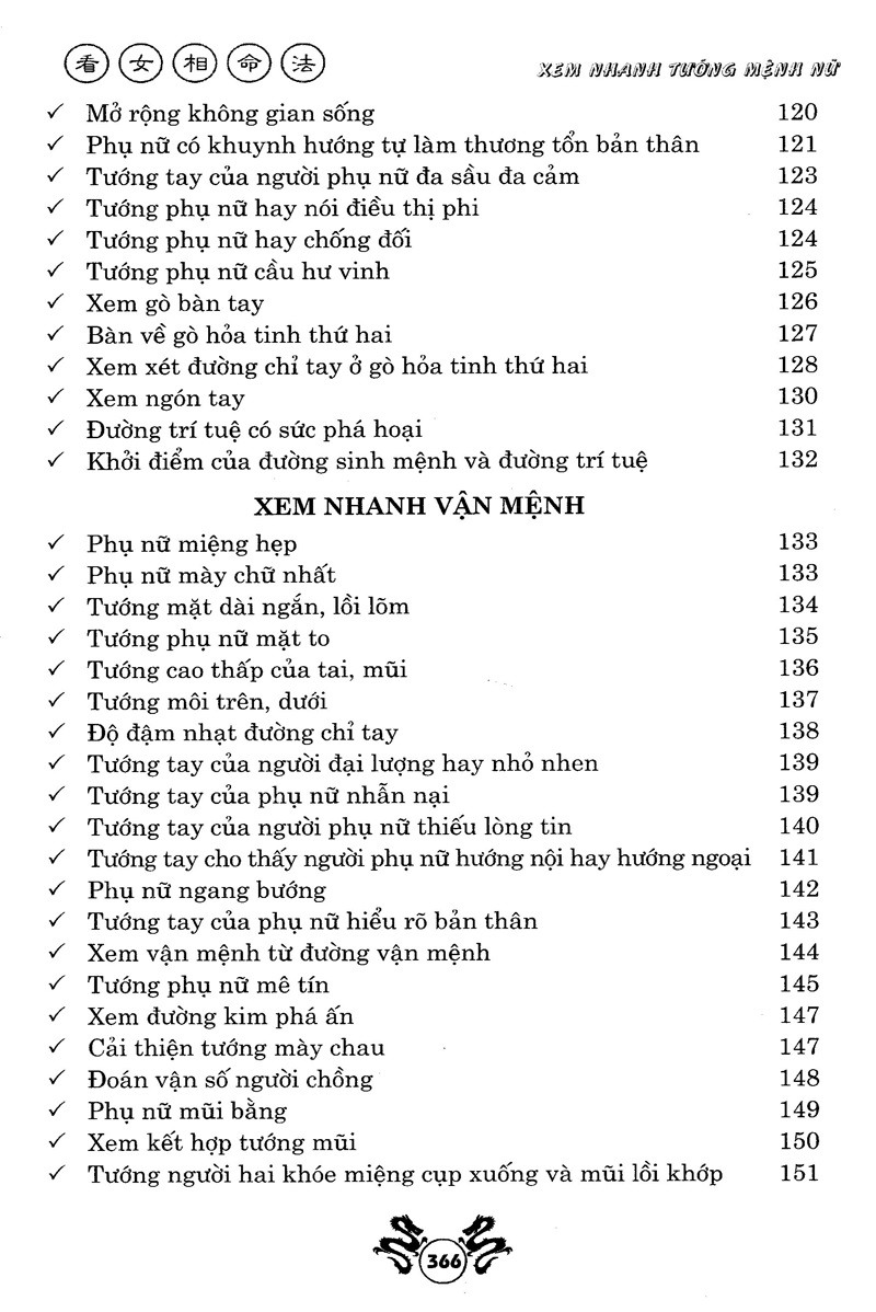 Xem Nhanh Tướng Mệnh Nữ
