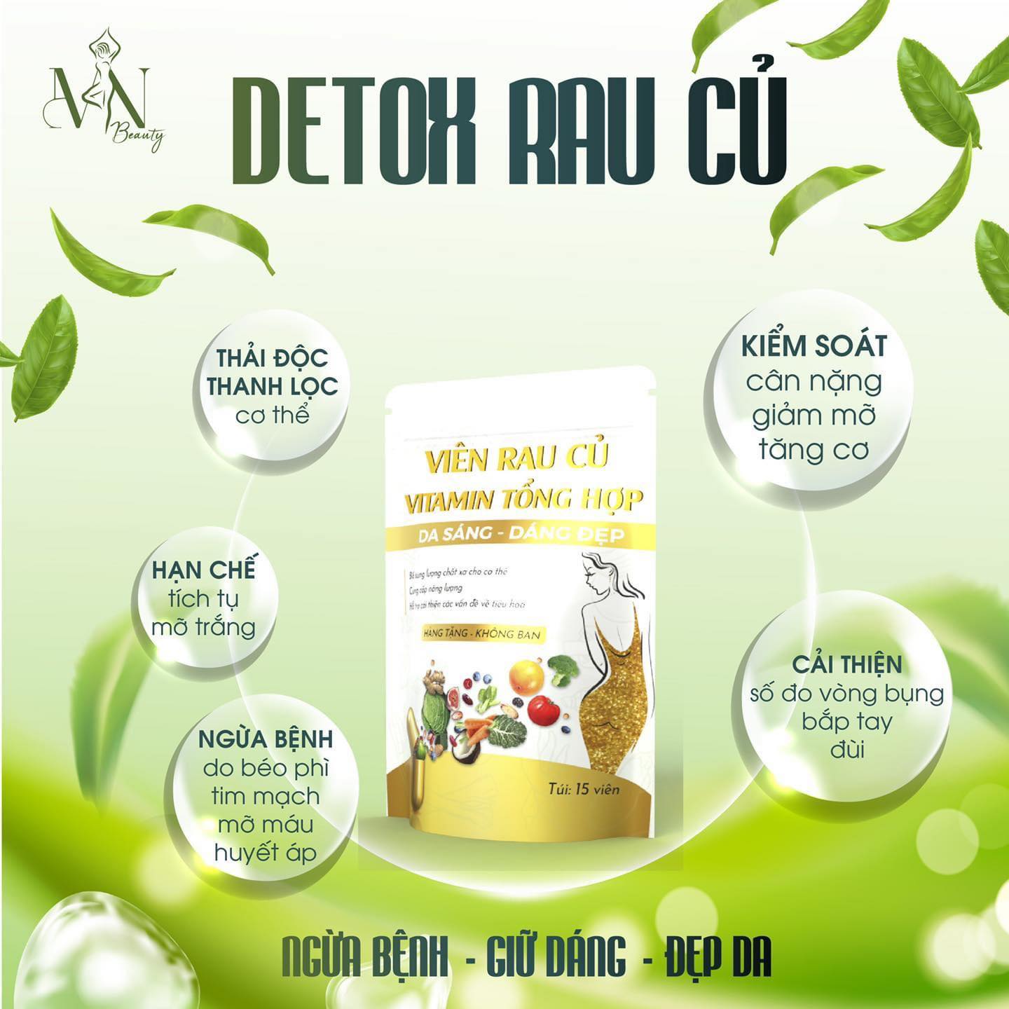 Detox Rau Củ Trà Đào Gói 15 Viên