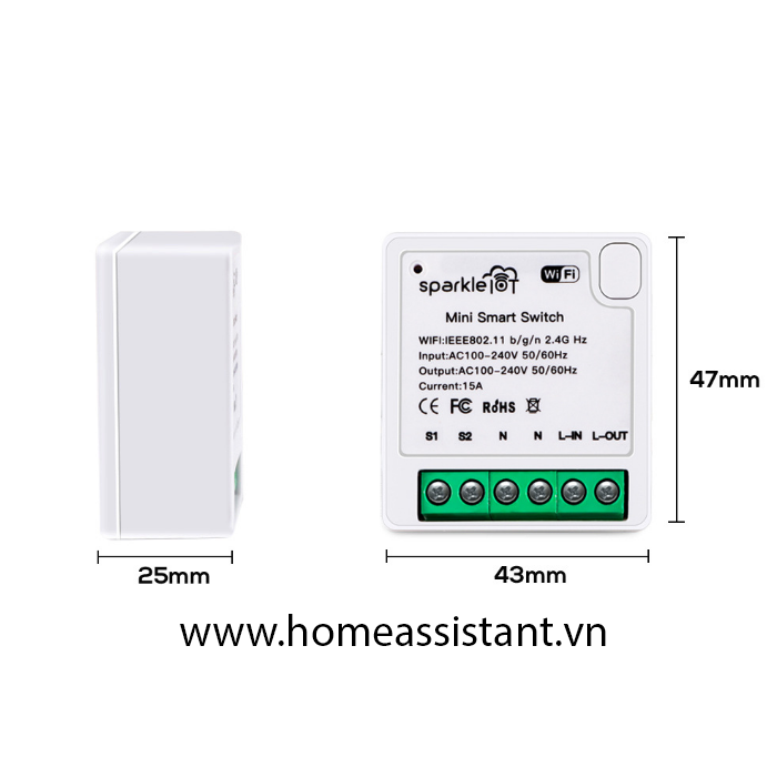 Module Công Tắc Wifi Tuya 16A Hỗ Trợ Công Tắc Cơ MC16