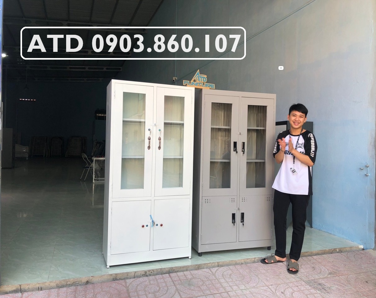 Tủ hồ sơ kính đựng hồ sơ văn phòng giá rẻ-tủ sắt hồ sơ ATD màu trắng, xám giao nhanh