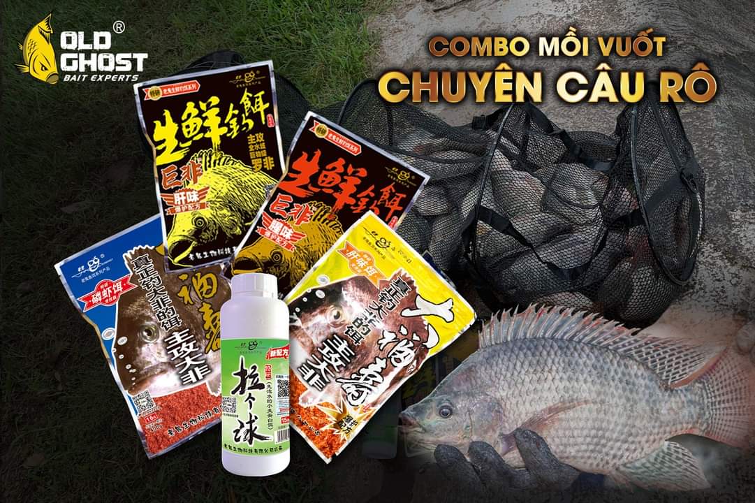 Combo Mồi câu rô phi Lão Quỷ mồi vuốt đông lạnh khô