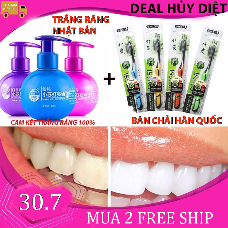 [tặng voucher mua sắm Mộc Y Đường ) combo Bộ Kem đánh răng Công nghệ Nhật Bản Trăng Răng làm sạch Nano Tẩy vết ố trên răng hiệu quả Cho hàm răng trắng tự tin hơn và 1 bàn chải đánh răng than tre Hàn Quốc