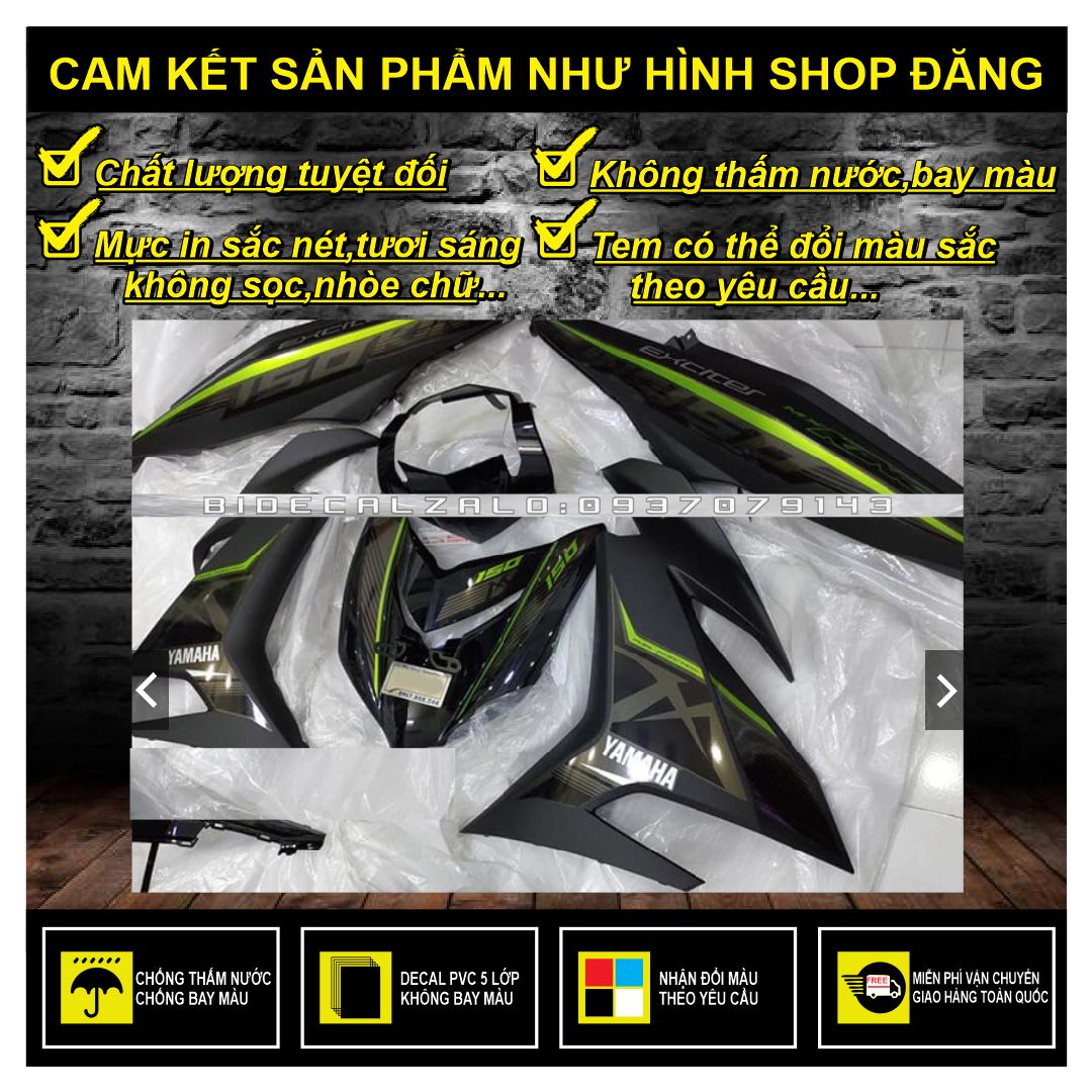 TEM RỜI EXCITER 150 MXKING DÁN XE ĐEN NHÁM