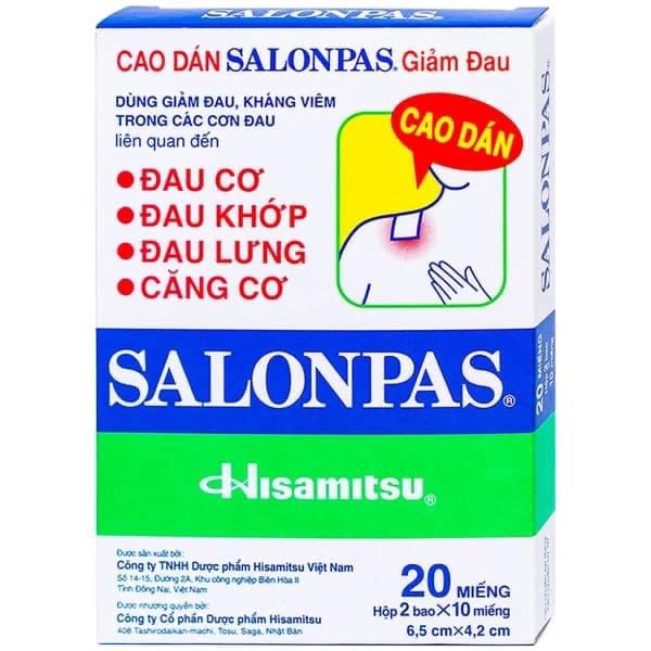 🔷 Cao dán Salonpas giảm đau, kháng viêm (Hộp 40 miếng)