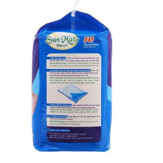 BỘ 2 GÓI TẤM LÓT TÃ SUNMATE 10 MIẾNG