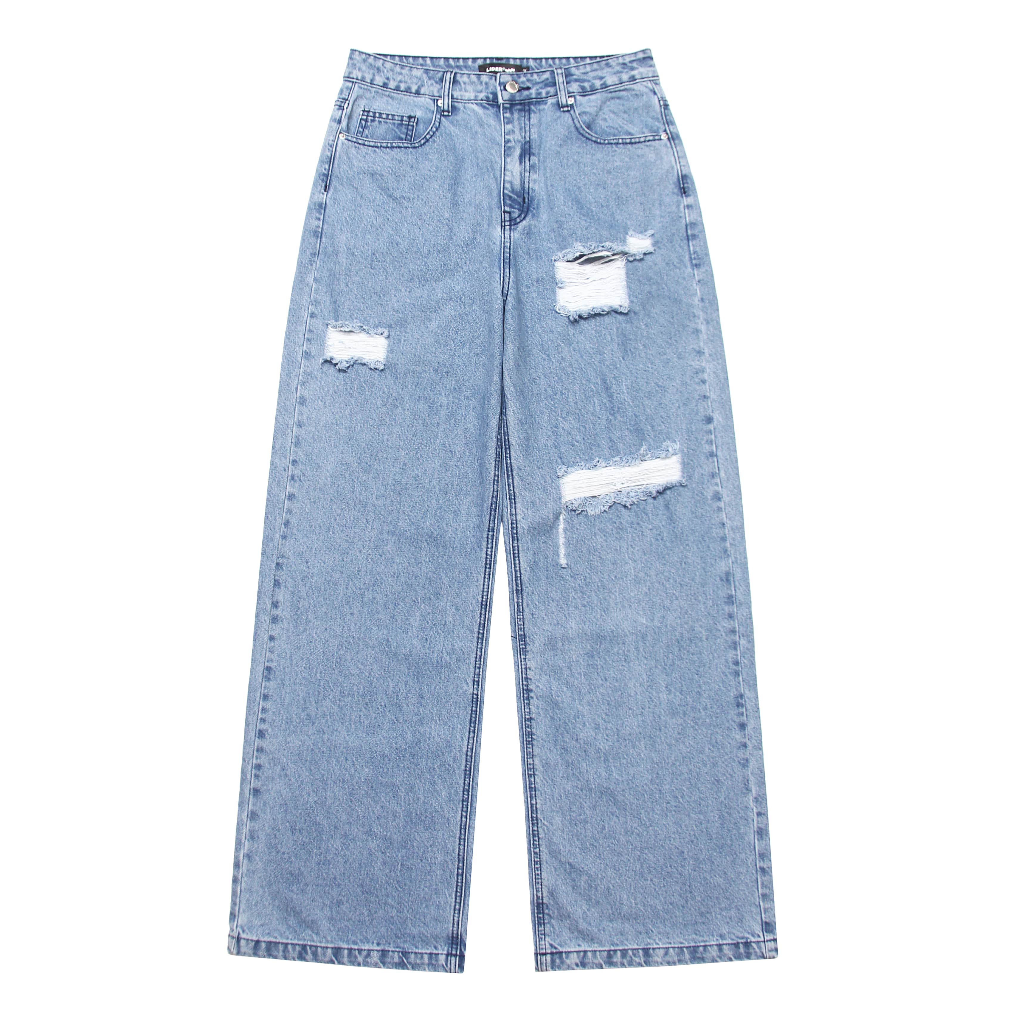 QUẦN JEANS CUSTOM CHARLIE RIPPED LOW-RISE JEANS - Light Blue