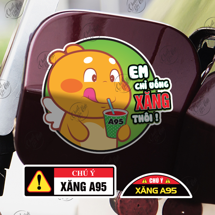 Bộ miếng dán trang trí nắp bình xăng tránh nhầm lẫn trang trí nắp bình xăng xe ô tô