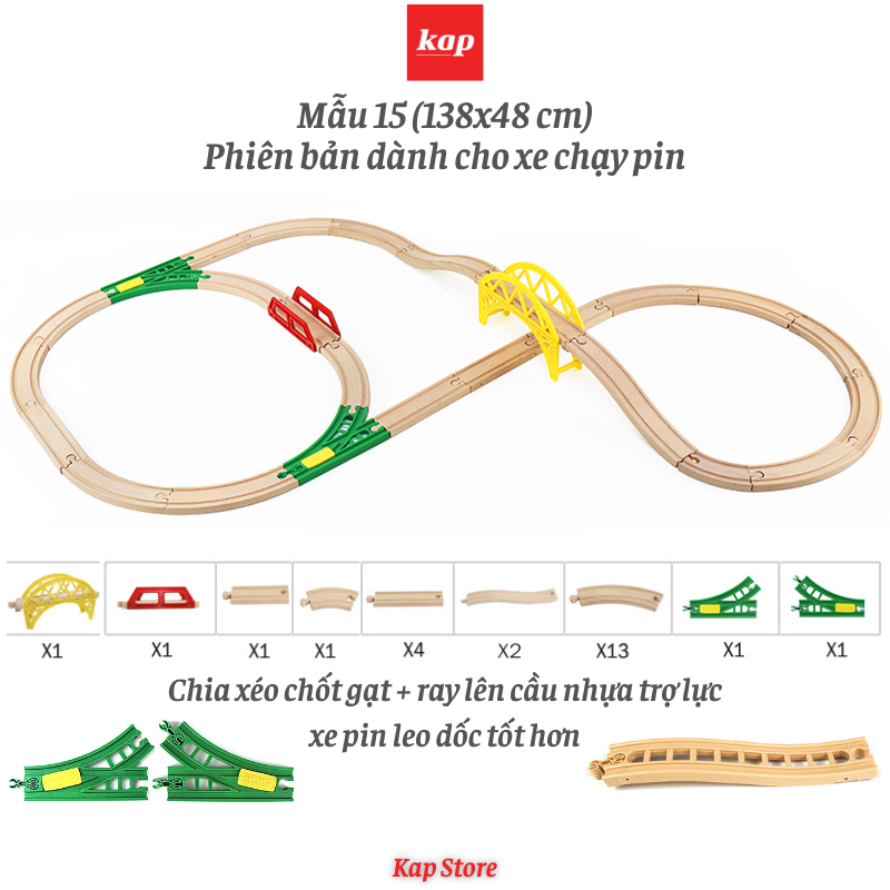 [HCM]Các set đường ray xe lửa gỗ (không gồm xe và phụ kiện trang trí)