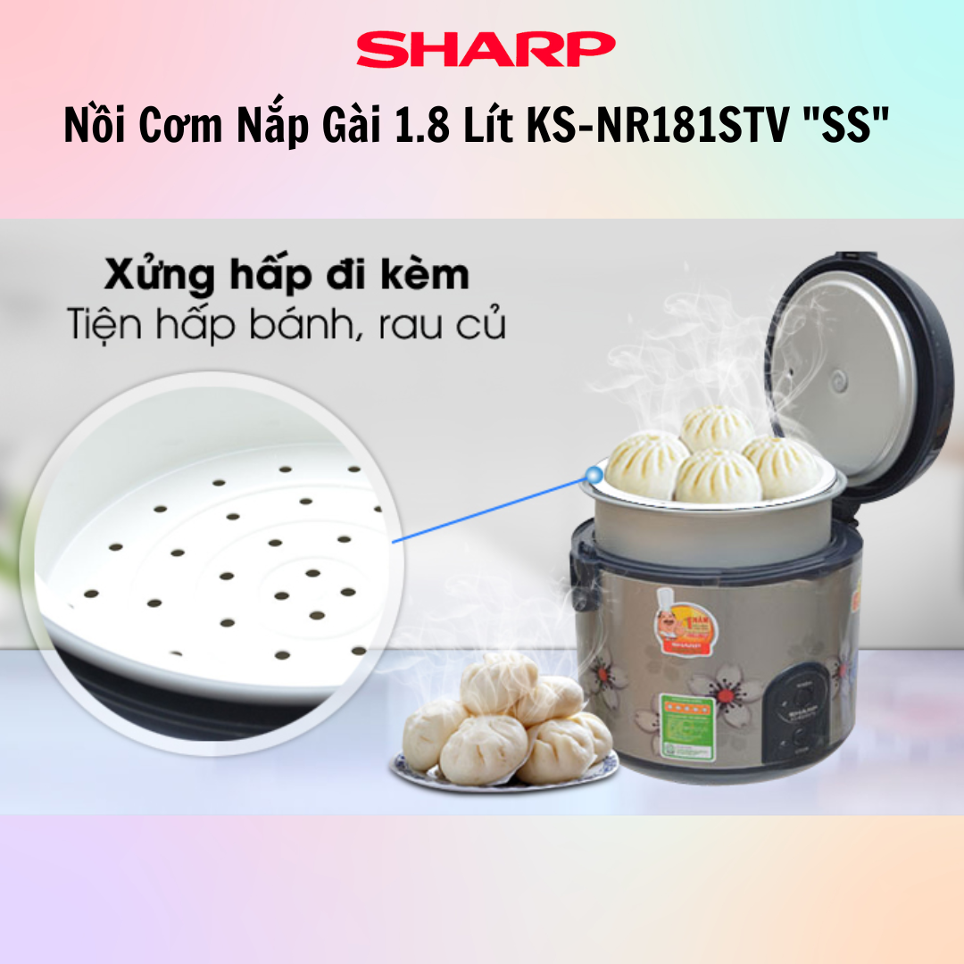 Nồi Cơm Điện Sharp KS-NR181STV SS - 1.8 Lít - Hàng chính hãng