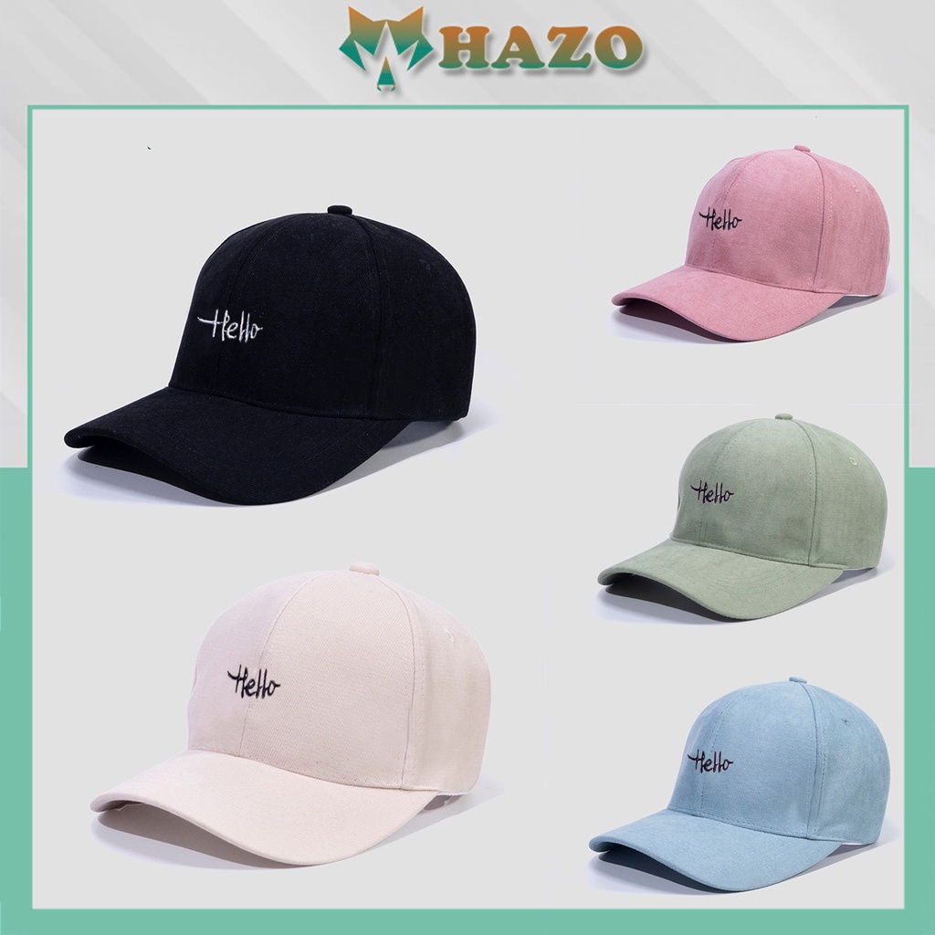 Mũ Lưỡi Trai Nón Kết Nhung Cao Cấp Thêu Chữ Hello 432 Phong Cách Ulzzang Form Unisex Nam Nữ - hazo