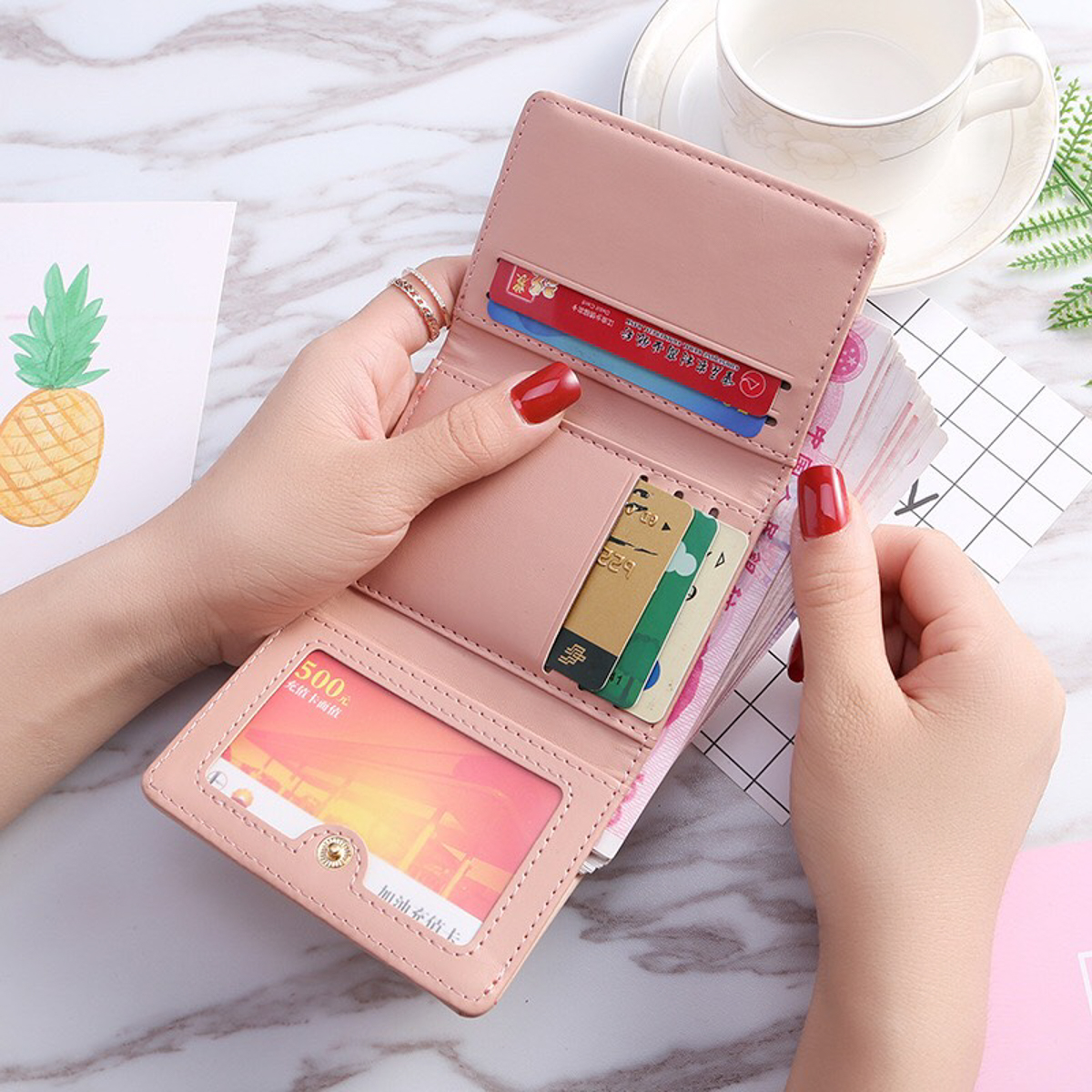 Ví Ngắn Nữ Mini CUTE CHICK & LOVE CAT 252 Dễ Thương Cực Đẹp