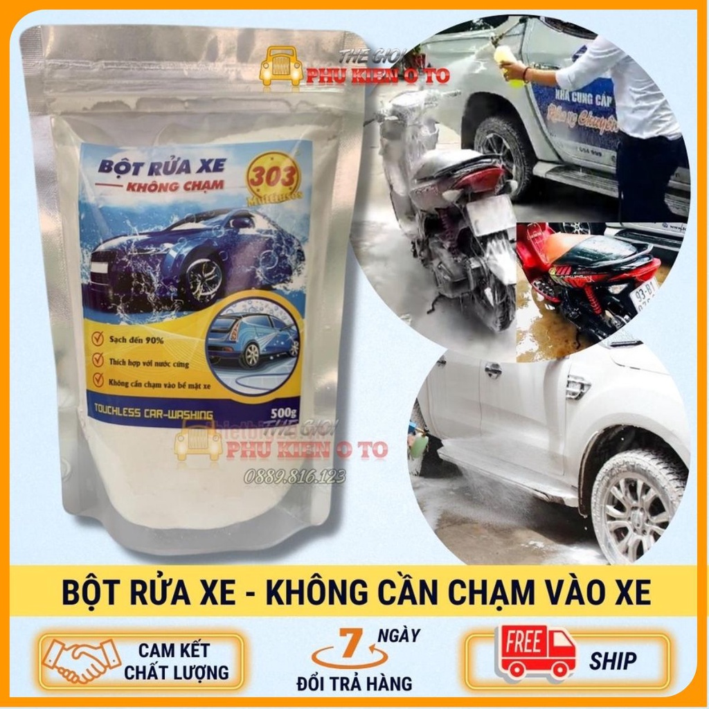 Bột rửa xe bọt tuyết không chạm 303 - 0.5kg siêu sạch, Rửa xe không gây trầy xước xe