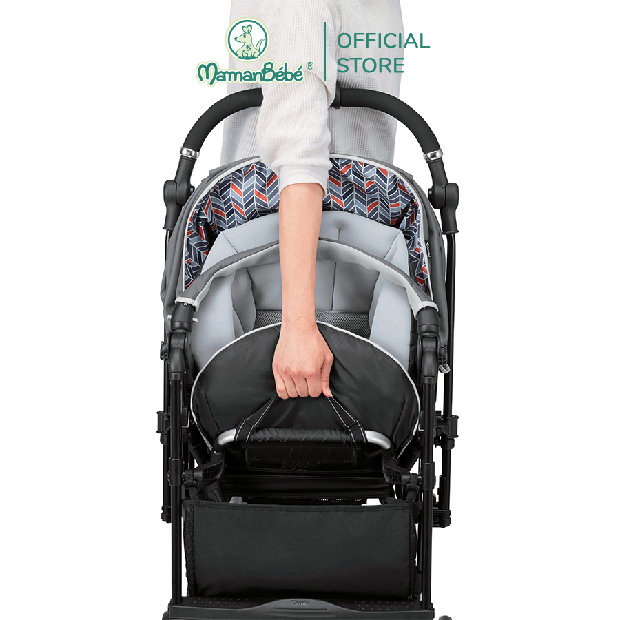 Xe đẩy Combi Sugocal Compact 4 bánh quay tự động màu đỏ