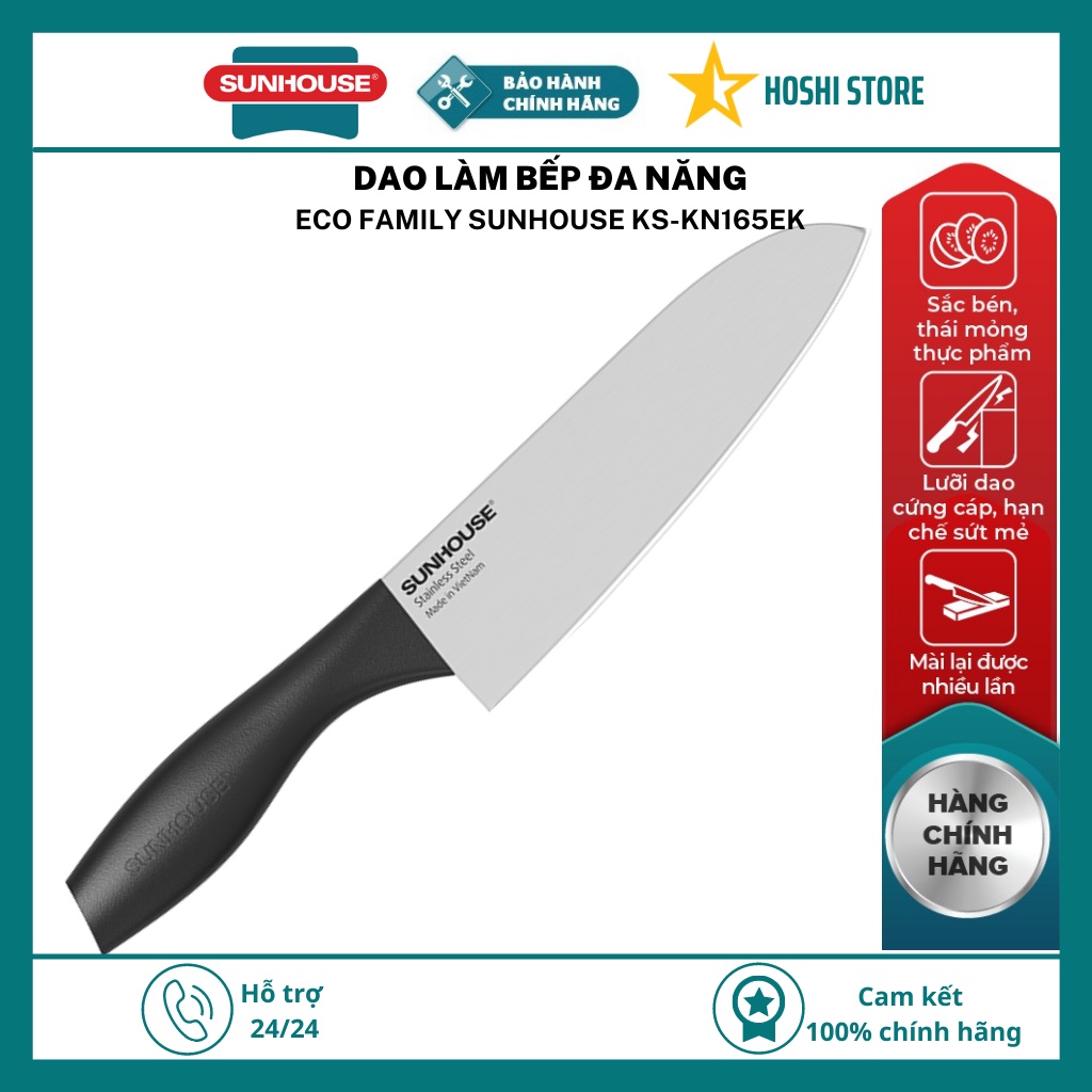 BÁO GIÁ Dao Làm Bếp Đa Năng Eco Family Sunhouse Ks-kn165ek | Shopee Lazada Sendo Tiki mới nhất 10 Dao làm bếp siêu sắc đa năng ECO FAMLILY SUNHOUSE KS-KN165EK, sản xuất theo công nghệ Nhật Bản
