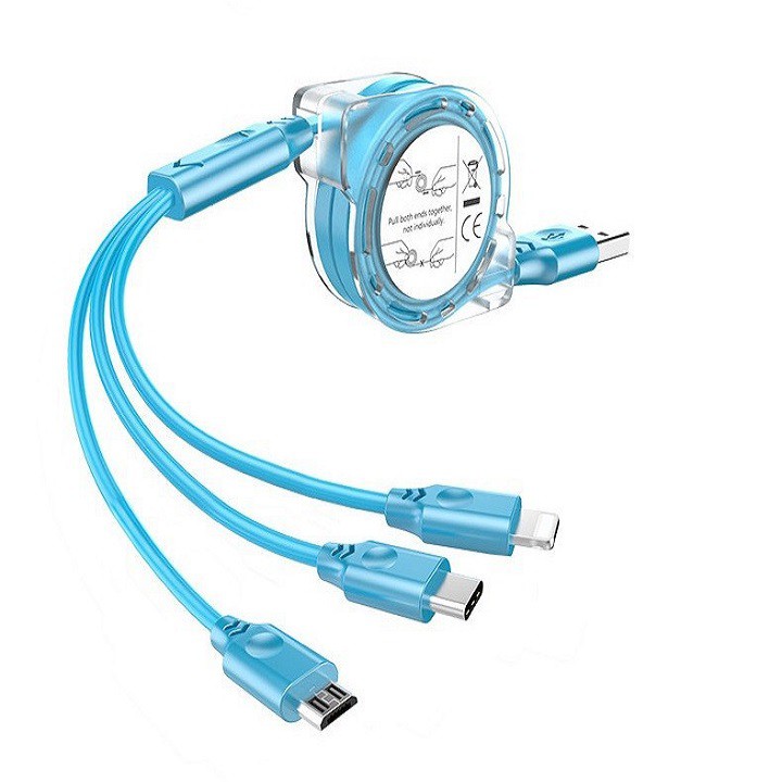 Dây xạc 3 đầu có dây rút