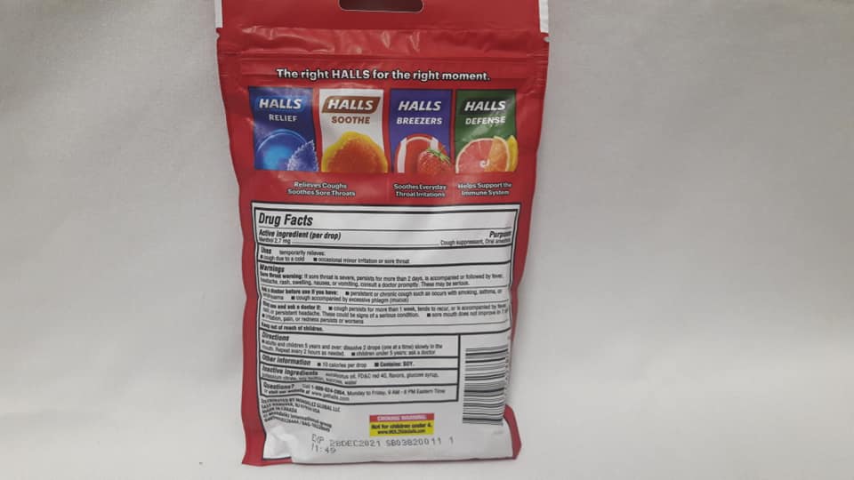 [HCM]Kẹo Ngậm Halls Strawberry - Mỹ (30 Viên)