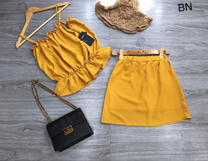 Sét bộ đũi QC L1 2 dây chun eo+chân váy-BN(kéo mặt sau để xem ảnh thật nhé khách)