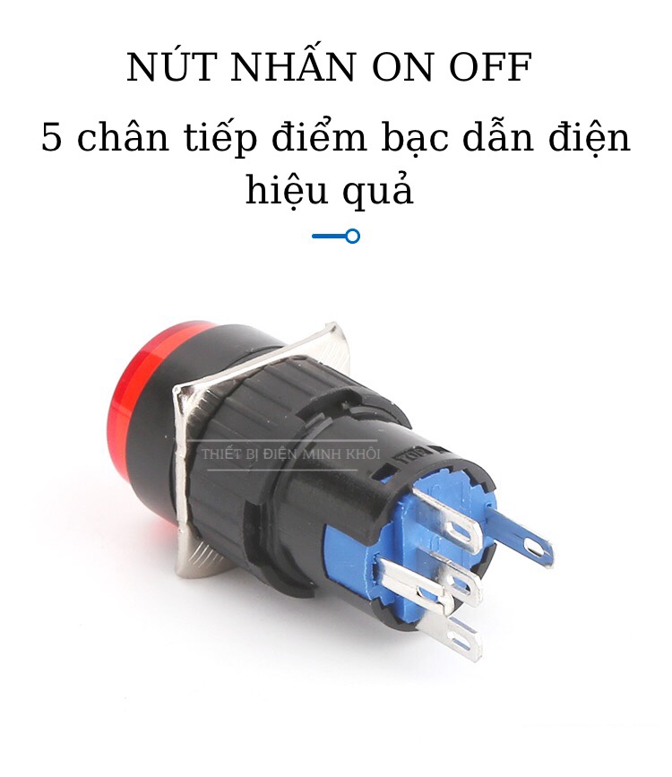 nút nhấn phi 16 tròn, nút nhấn đề phi 16mm có đèn